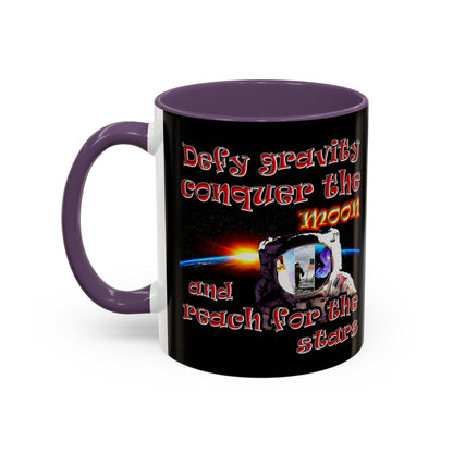defy conquer reach - Accent Mug (black)