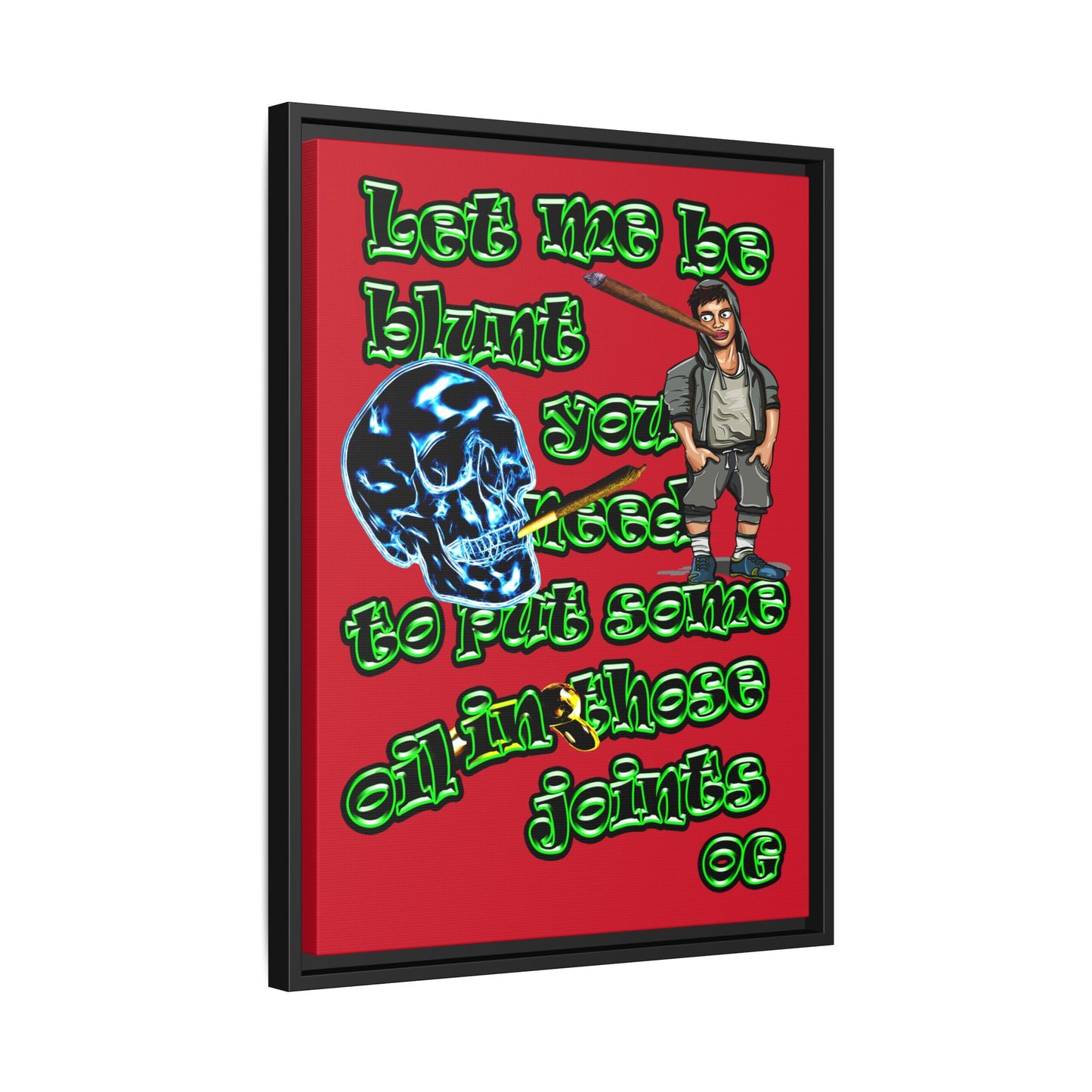 og - framed canvas art (dark red)