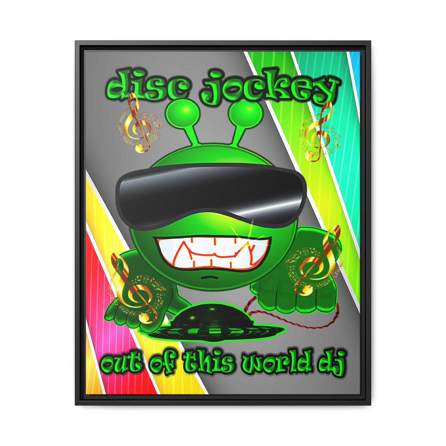disc jockey - framed canvas art (rainbow split)