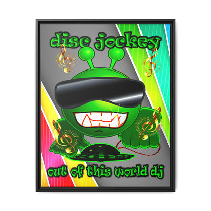 disc jockey - framed canvas art (rainbow split)