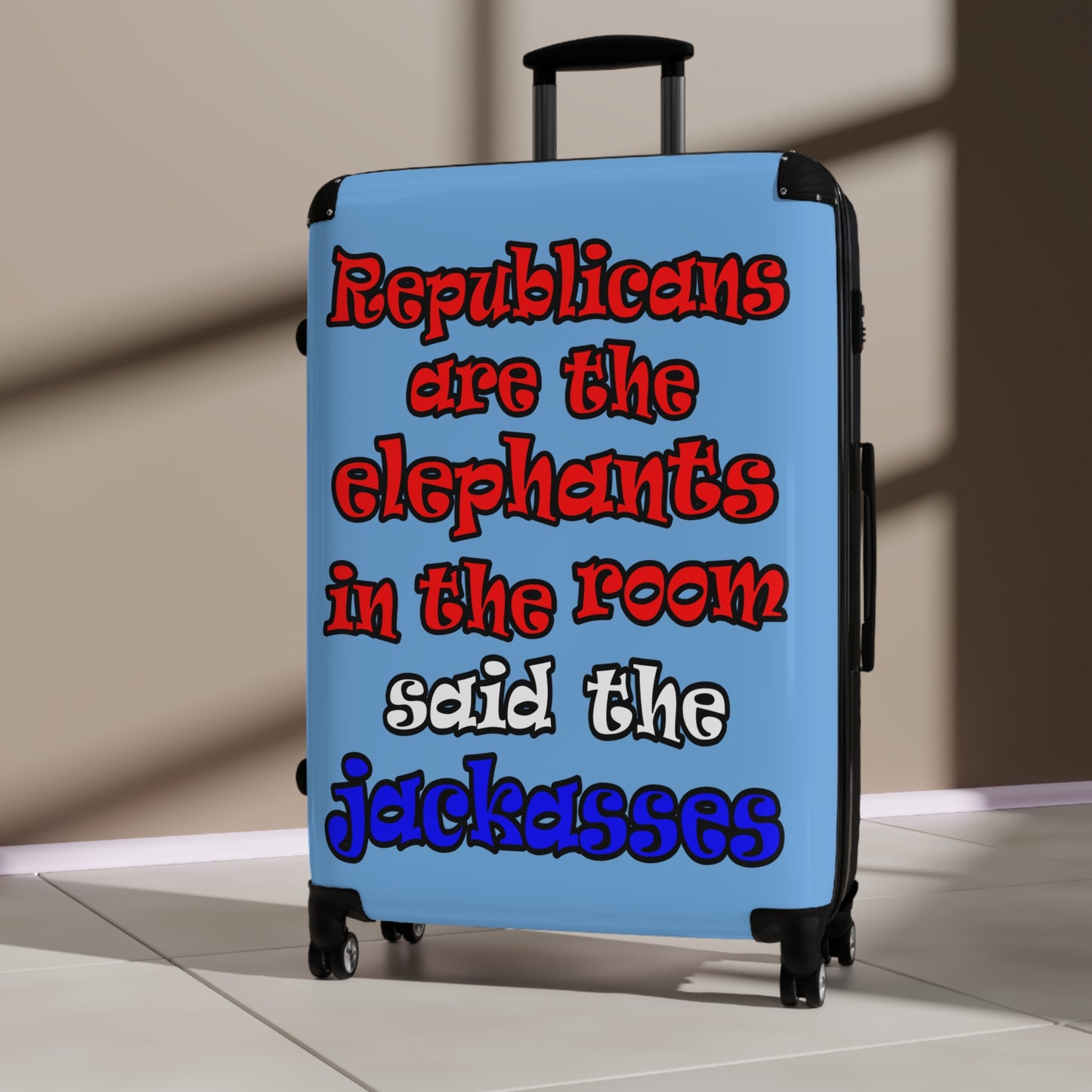 donkeys and elephants - Suitcase (light blue)