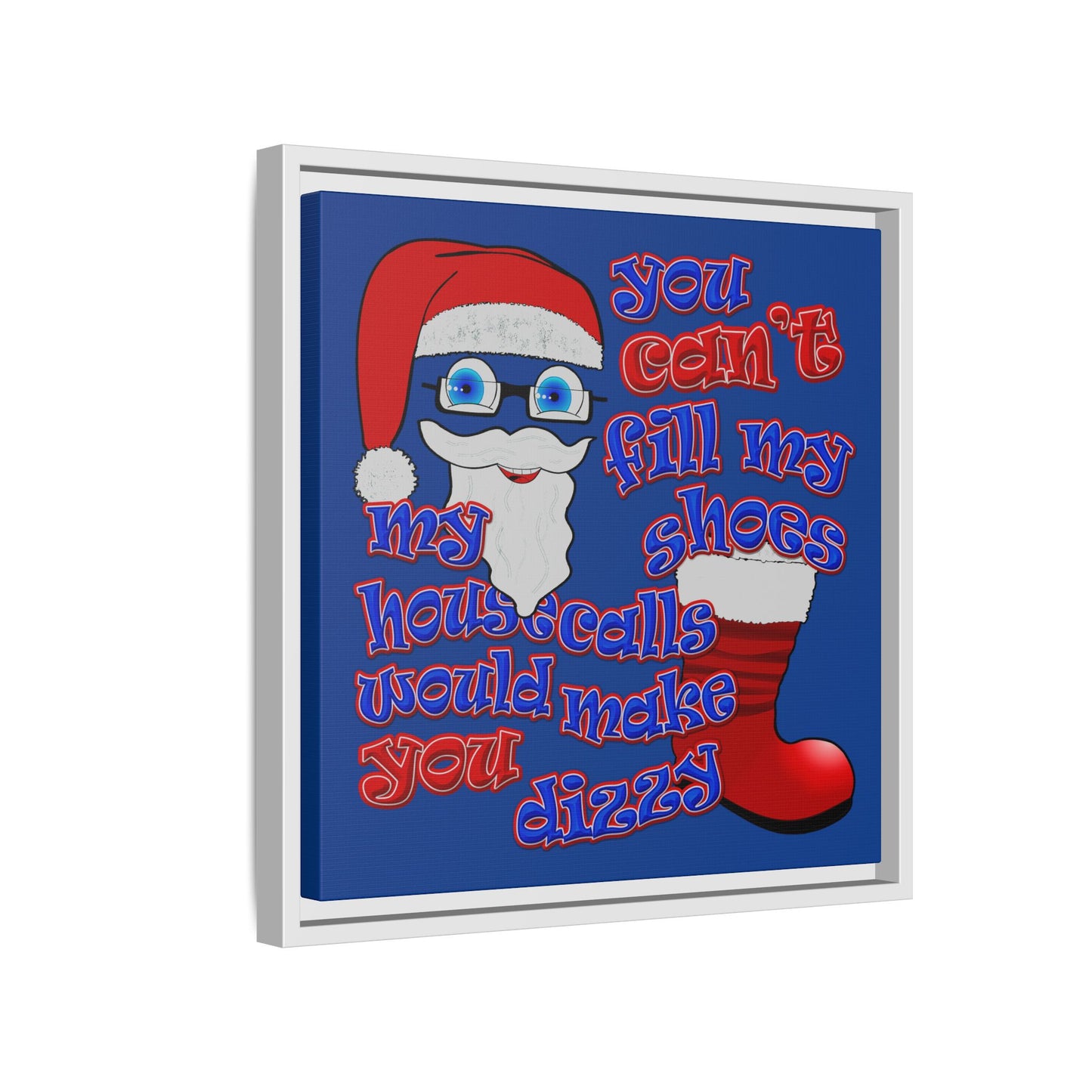 santa's shoes - framed canvas art (dark blue)