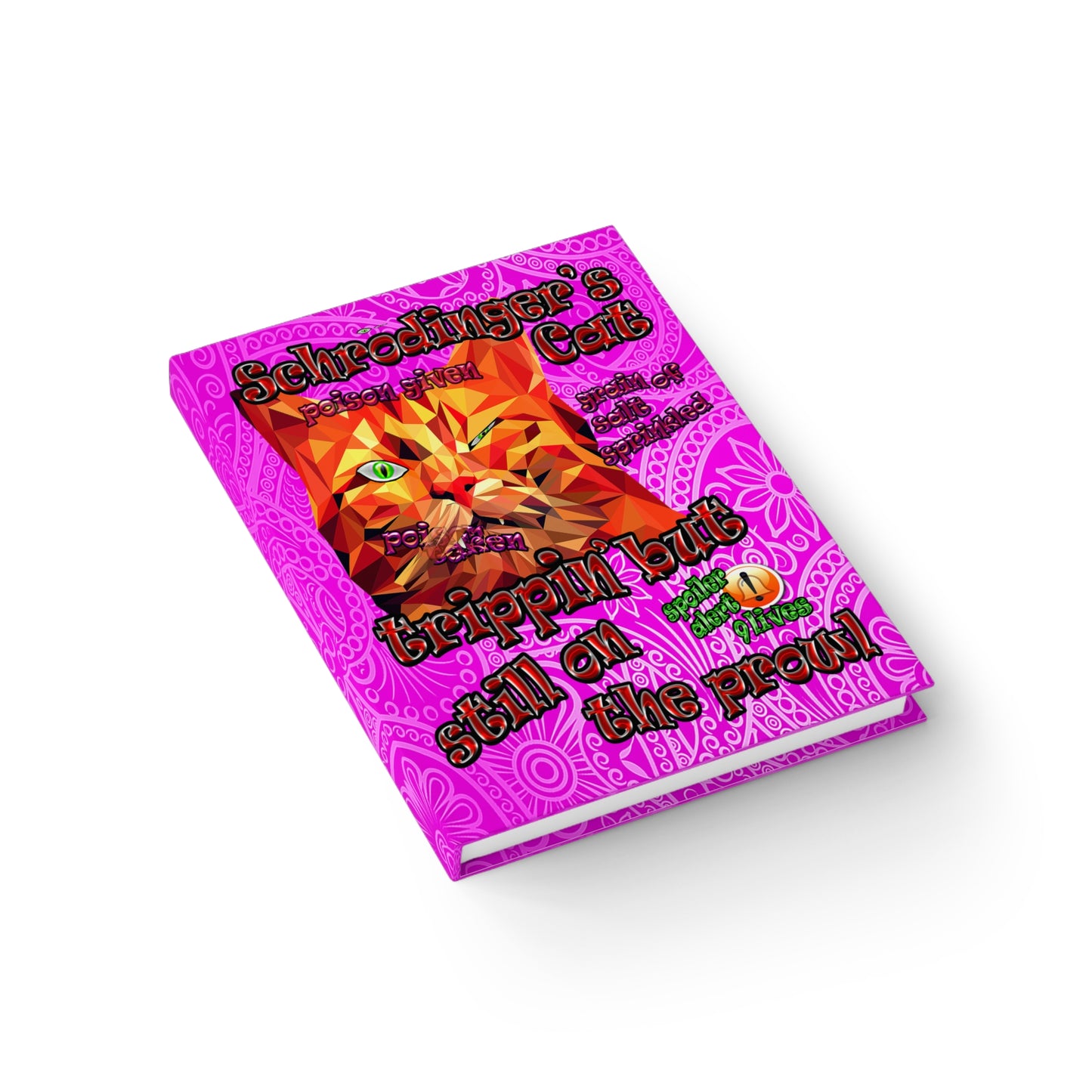 schrodinger's cat - journal-lined (pink swirl)
