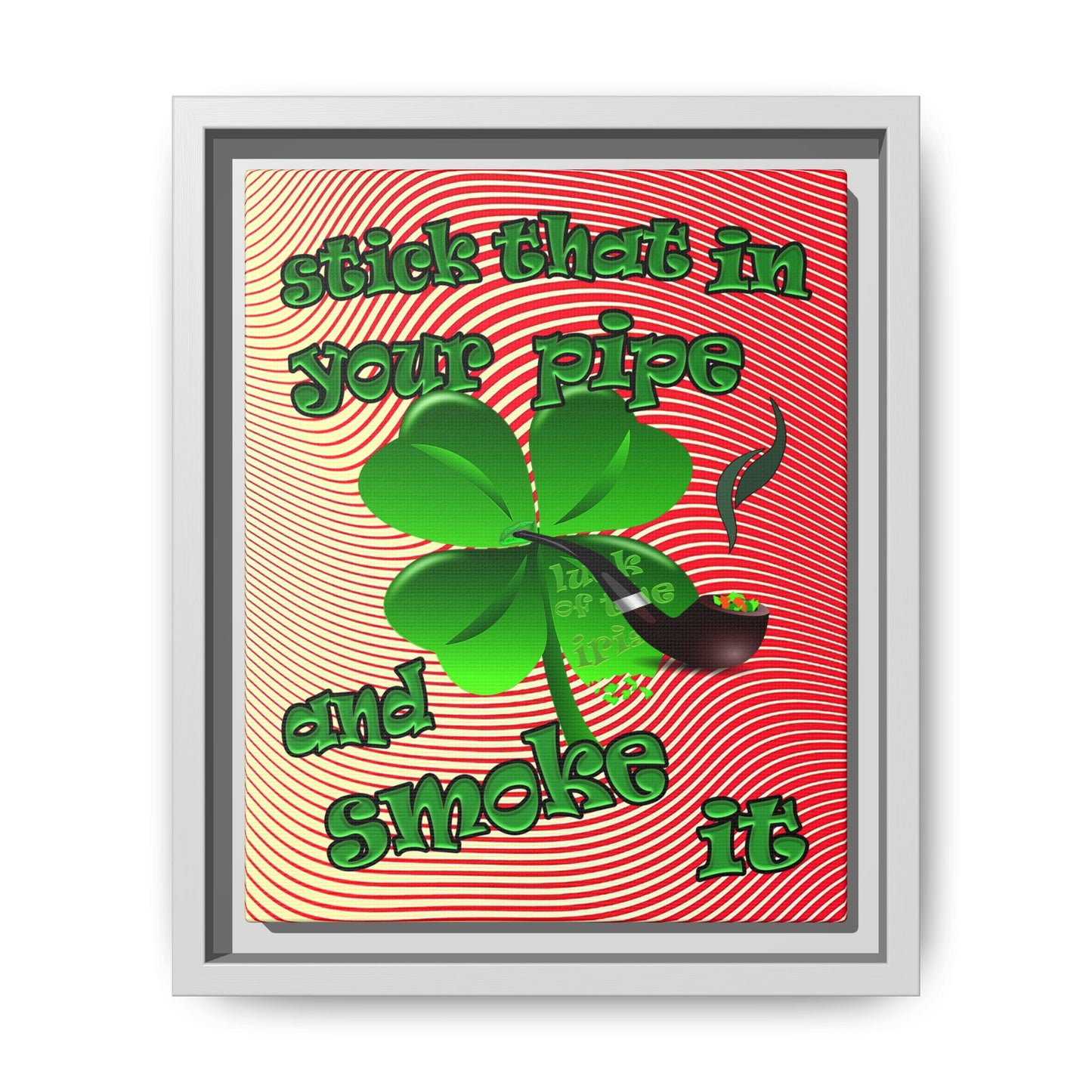 stick that in your pipe and smoke it - framed canvas art (yellow-orange wave)
