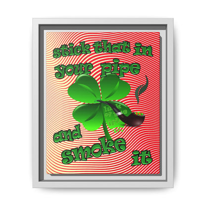 stick that in your pipe and smoke it - framed canvas art (yellow-orange wave)