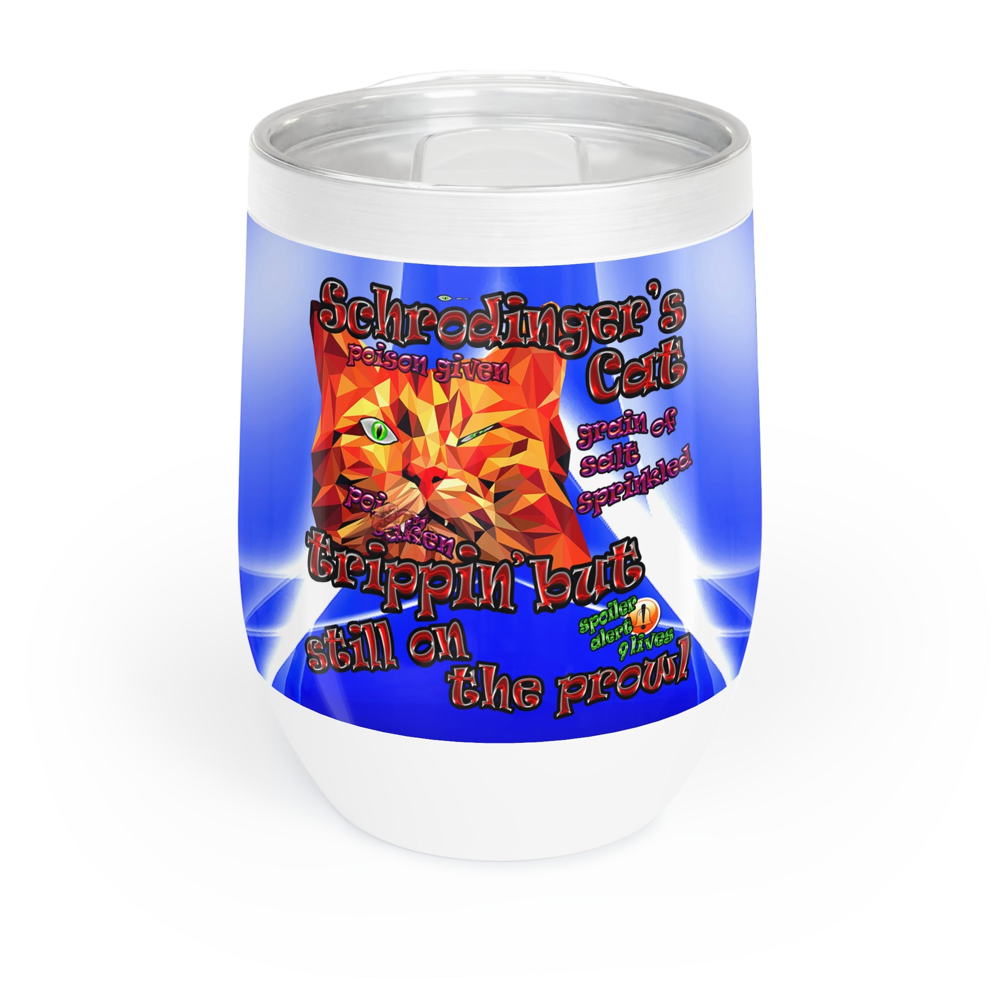 schrodinger's cat - Chill Wine Tumbler (blue-white wave)