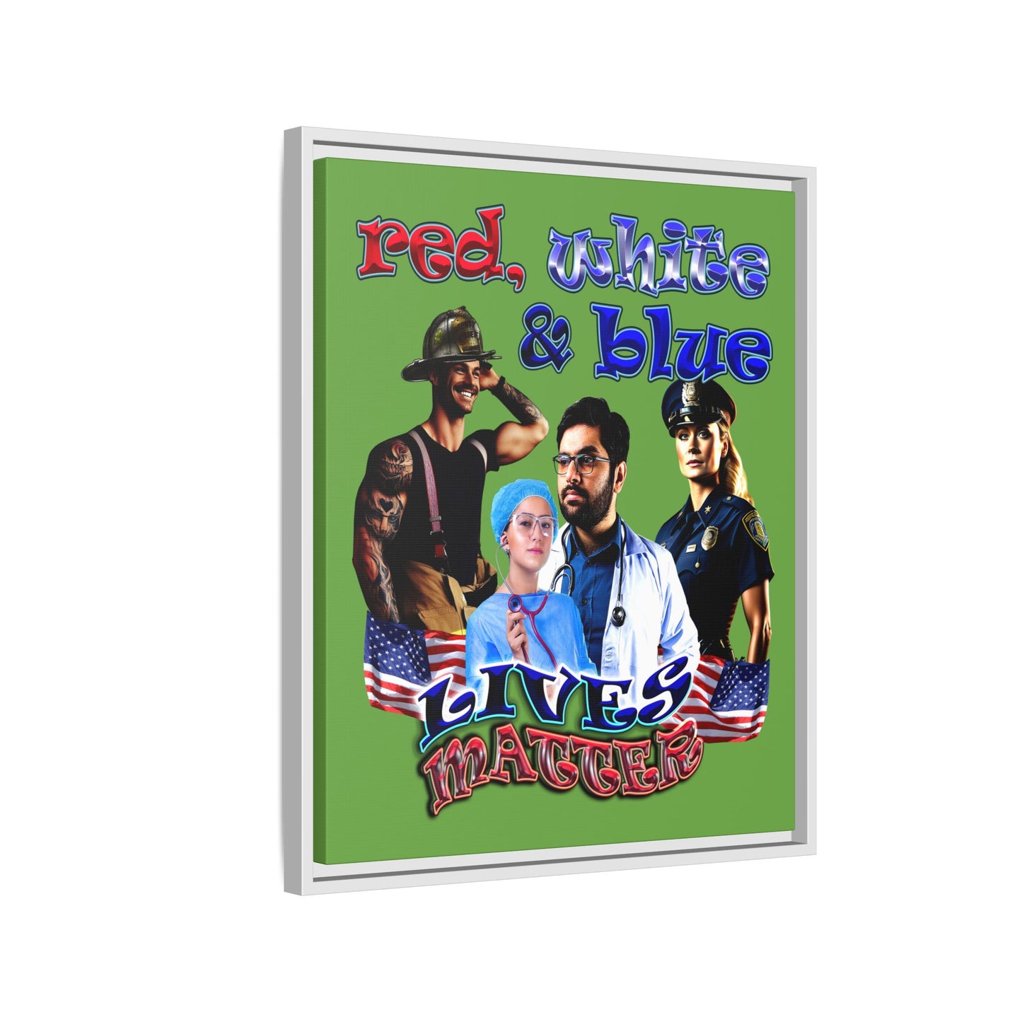 rw&b lives matter - framed canvas art (green)