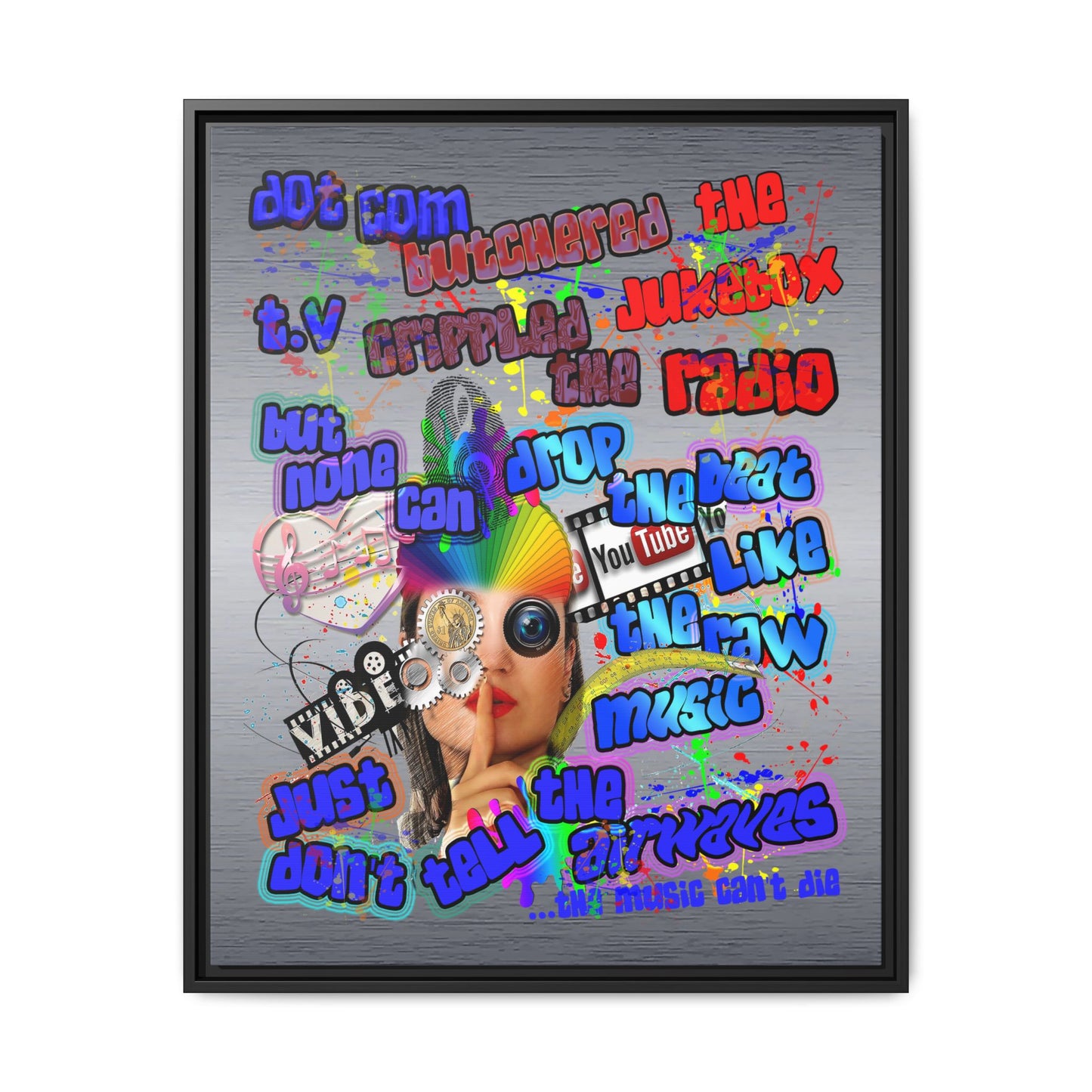 drop the beat - framed canvas art (brushed nickel)
