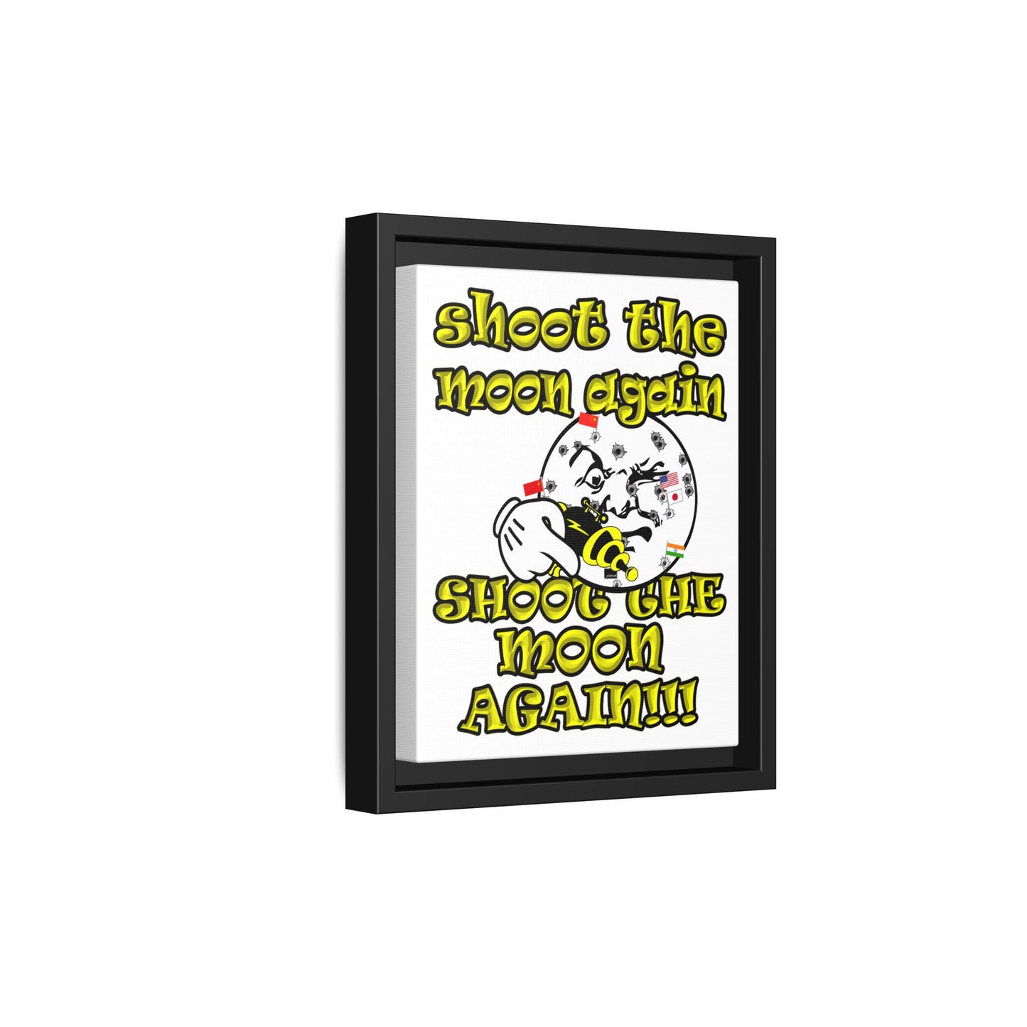 shoot the moon again - framed canvas art (white)