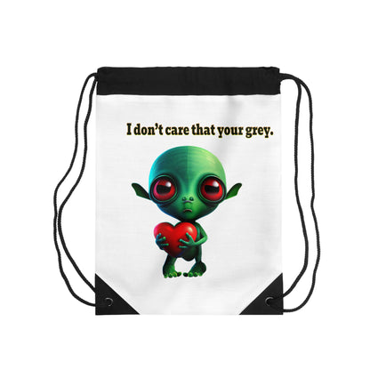 I don't care that your grey - Drawstring Bag (white)