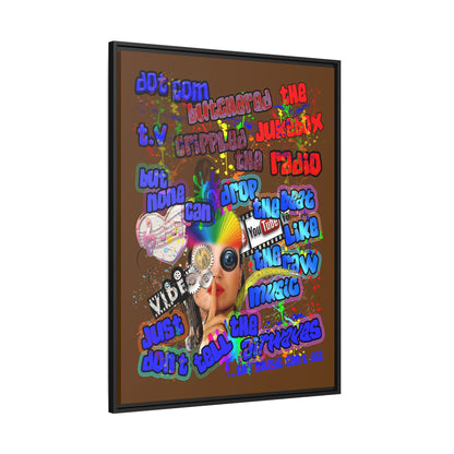 drop the beat - framed canvas art (brown)