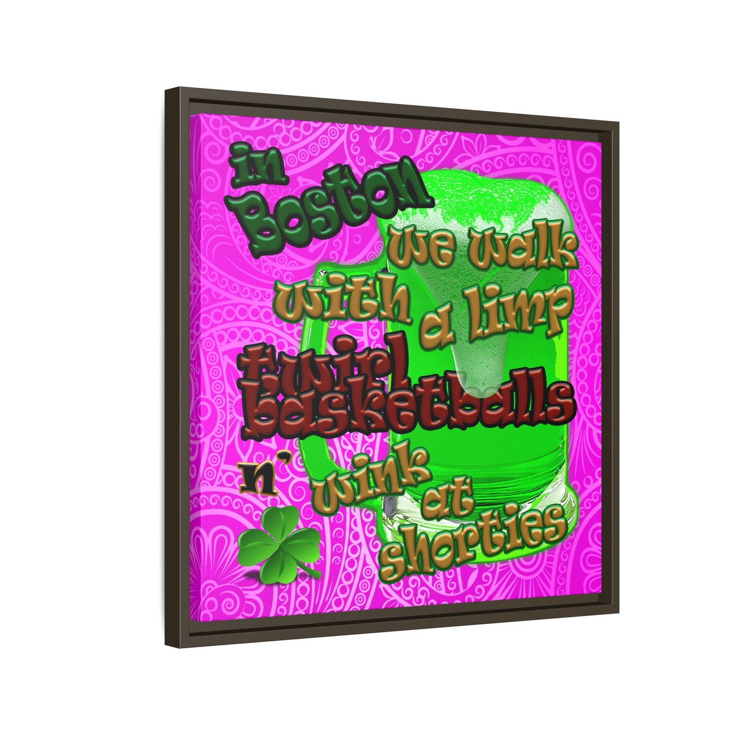 celtics logo - framed canvas art (pink swirl)