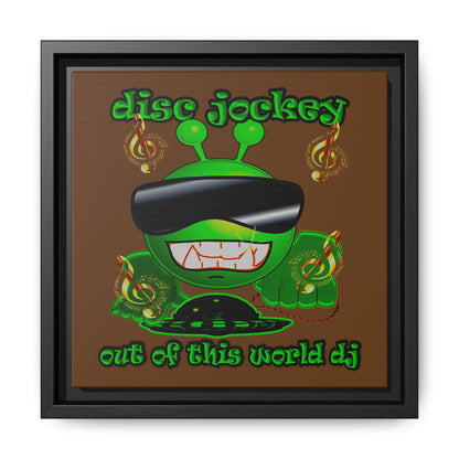 disc jockey - framed canvas art (brown)