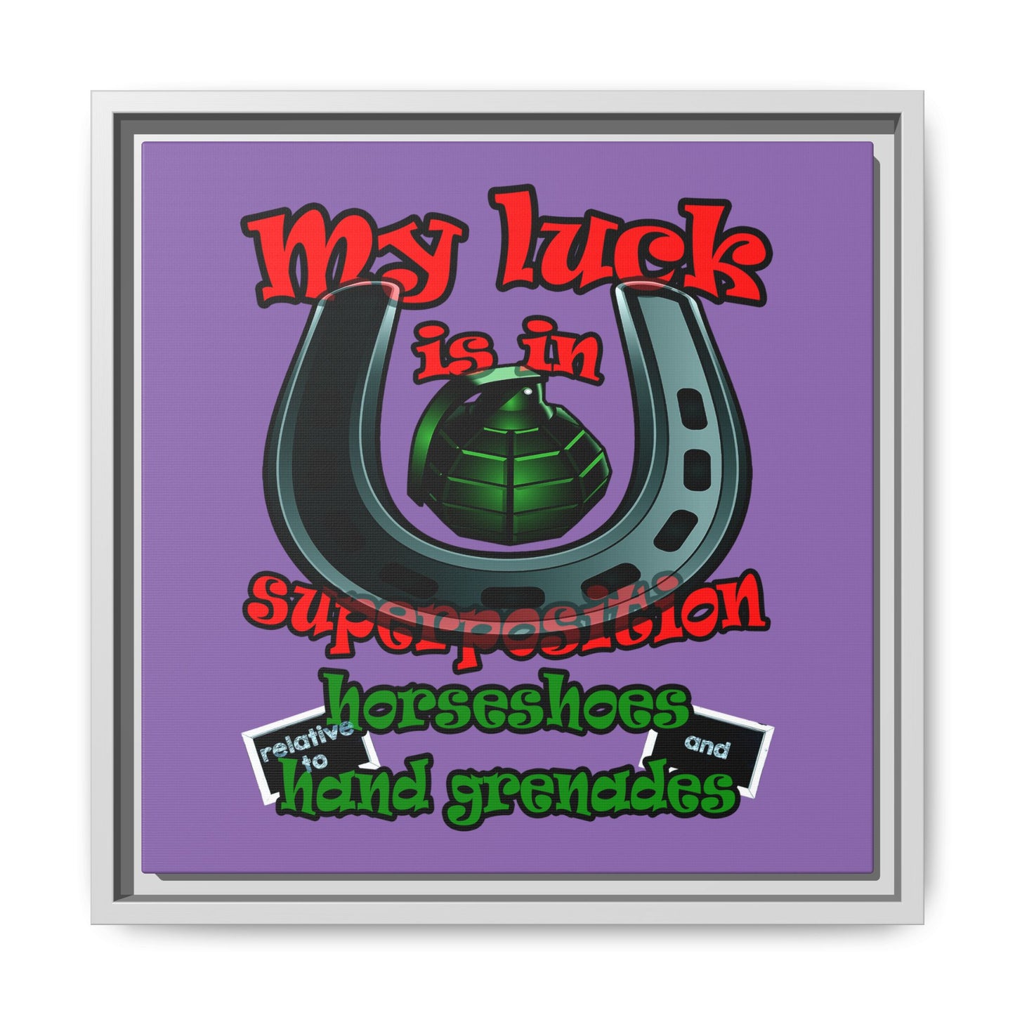 my luck - framed canvas art (light purple)