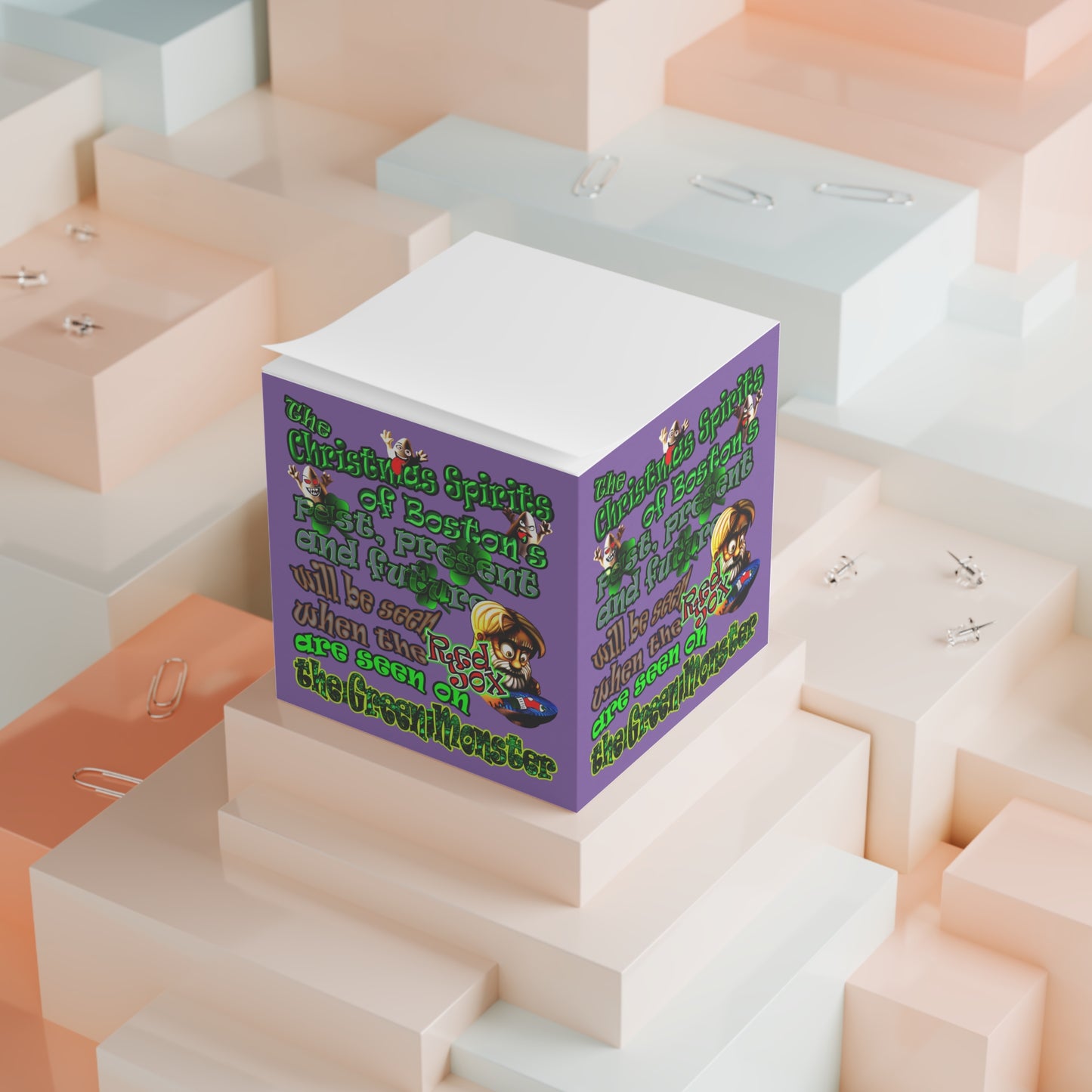 christmas spirits of boston - note cube (light purple)