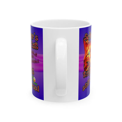 schrodinger's cat - White Mug (purple-pink wave)