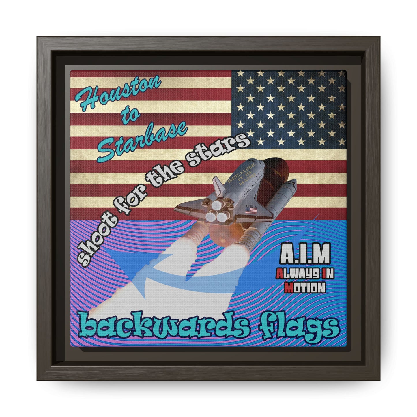 shoot for the stars - framed canvas art (light blue-purple wave)