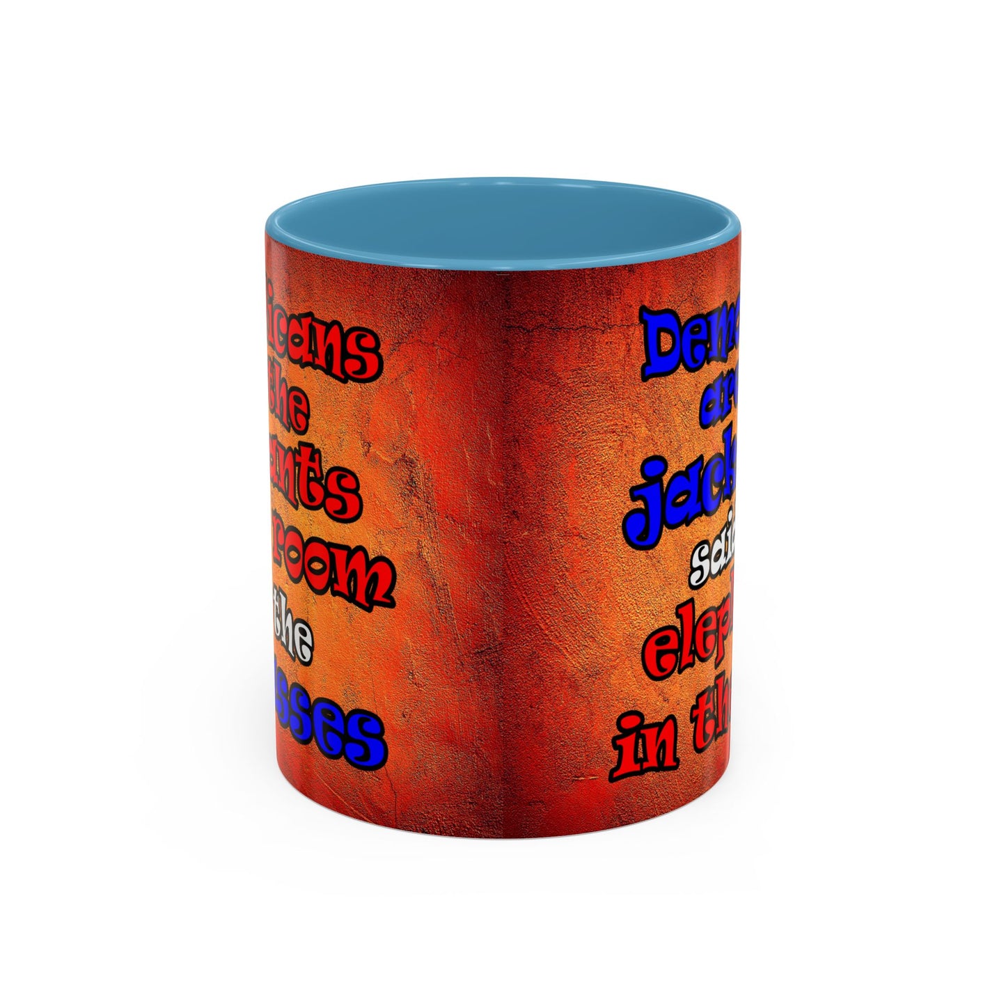 donkeys and elephants - Accent Mug (burnt orange)
