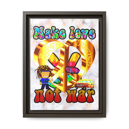 love peace - framed canvas art (white marble)