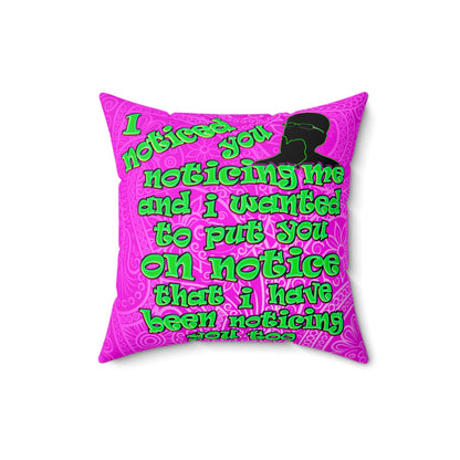 noticed you noticing - Faux Suede Square Pillow - (pink swirl)