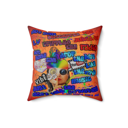drop the beat - Spun Polyester Square Pillow - (burnt orange)