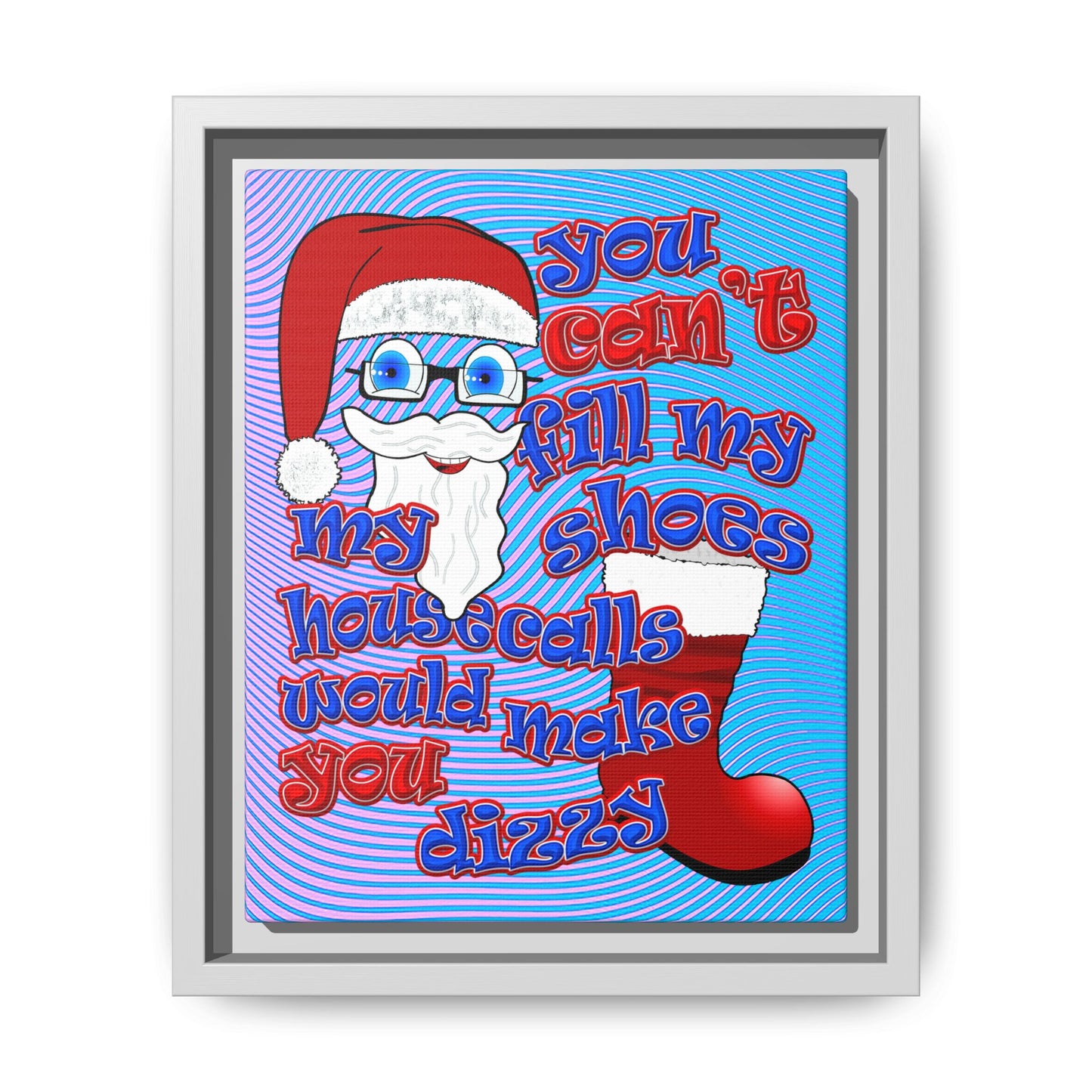 santa's shoes - framed canvas art (light blue-purple wave)