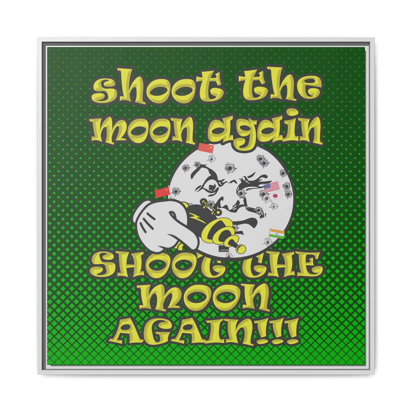 shoot the moon again - framed canvas art (logo green)