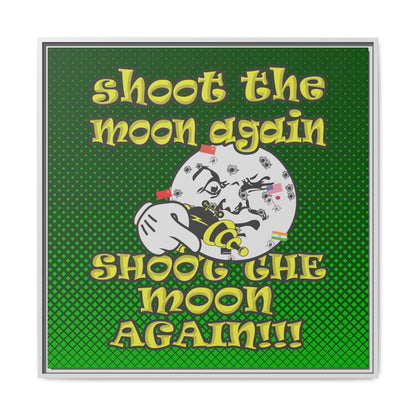 shoot the moon again - framed canvas art (logo green)