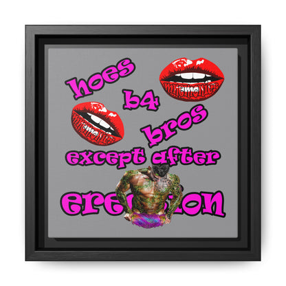 hoes b4 bros - framed canvas art (grey)