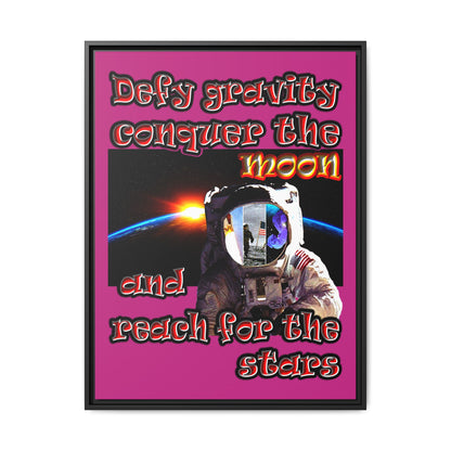 defy conquer reach - framed canvas art (pink)