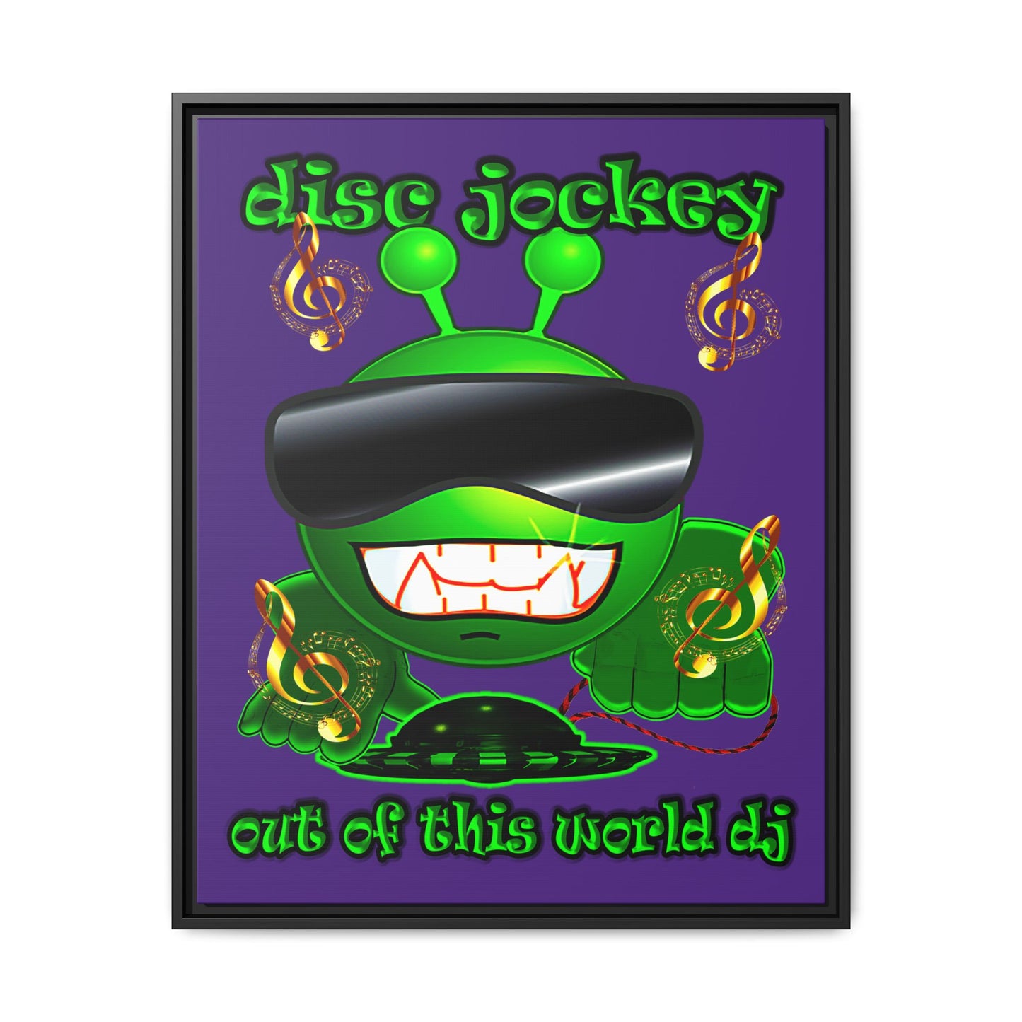disc jockey - framed canvas art (purple)