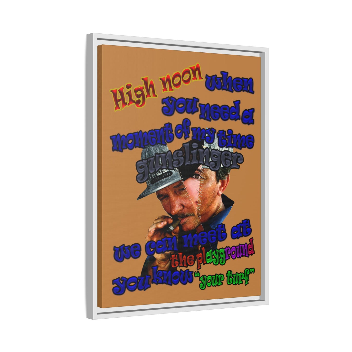 high noon - framed canvas art (light brown)