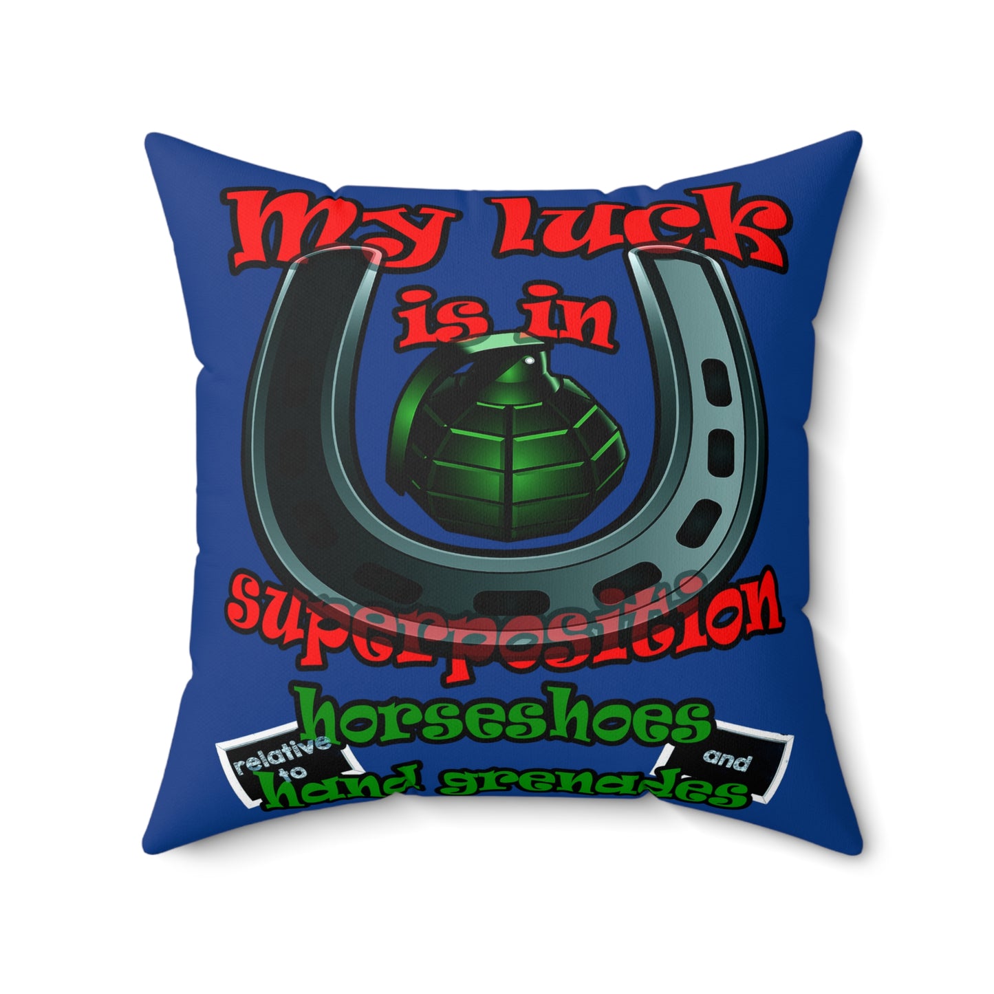 my luck - Spun Polyester Square Pillow - (dark blue)