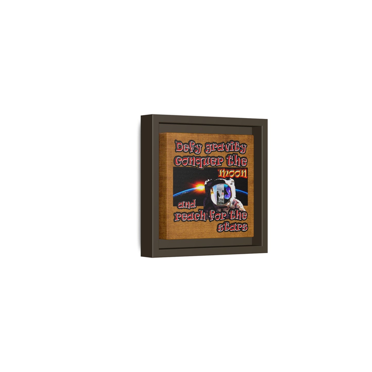 defy conquer reach - framed canvas art (brown papyrus)