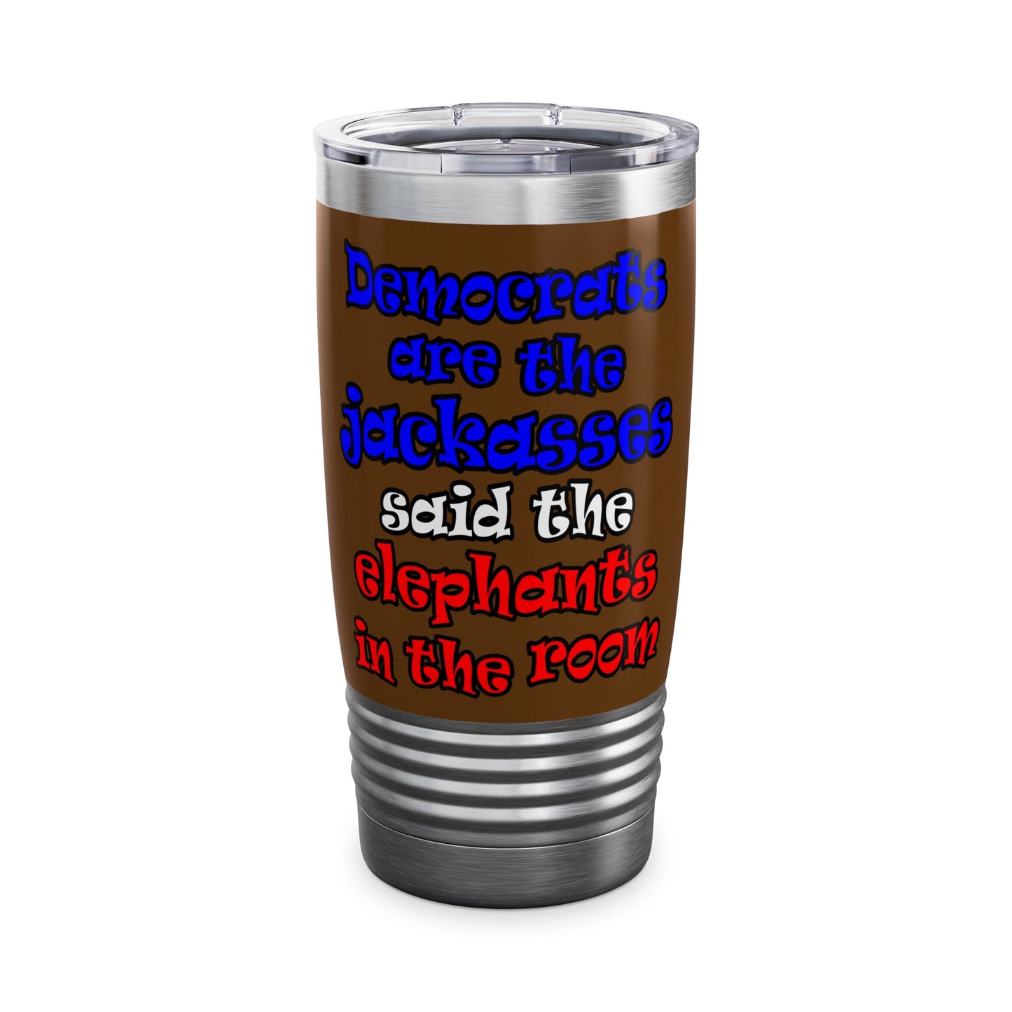 donkeys and elephants - Ringneck Tumbler, 20oz (brown)