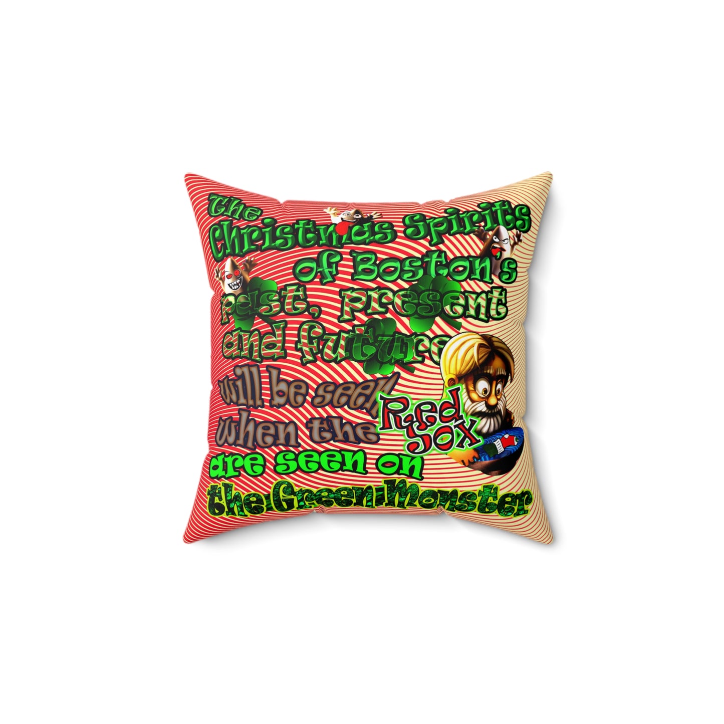 christmas spirits of boston - Spun Polyester Square Pillow - (yellow-orange wave)