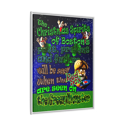 christmas spirits of boston - framed canvas art ('snoops' background)