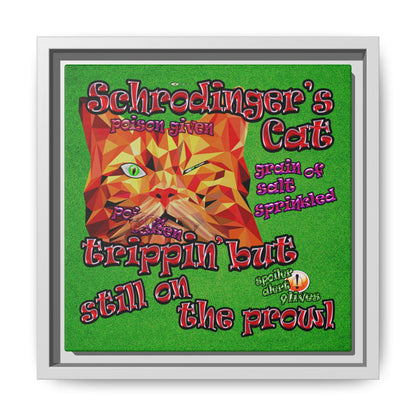 schrodinger's cat - framed canvas art (green turf)