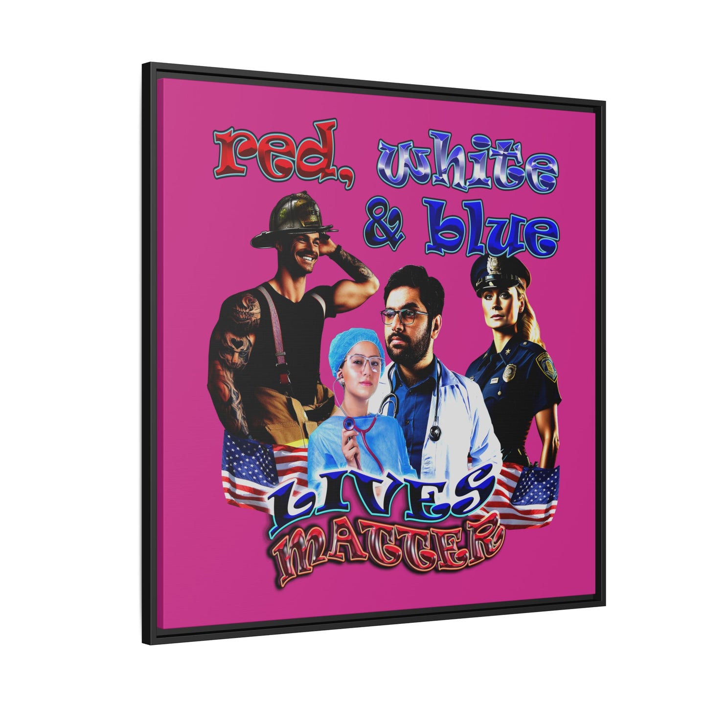 rw&b lives matter - framed canvas art (pink)