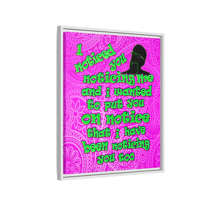 noticed you noticing - framed canvas art (pink swirl)