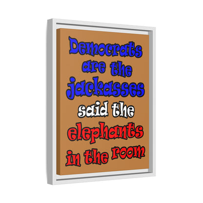 donkeys and elephants - framed canvas art (light brown)