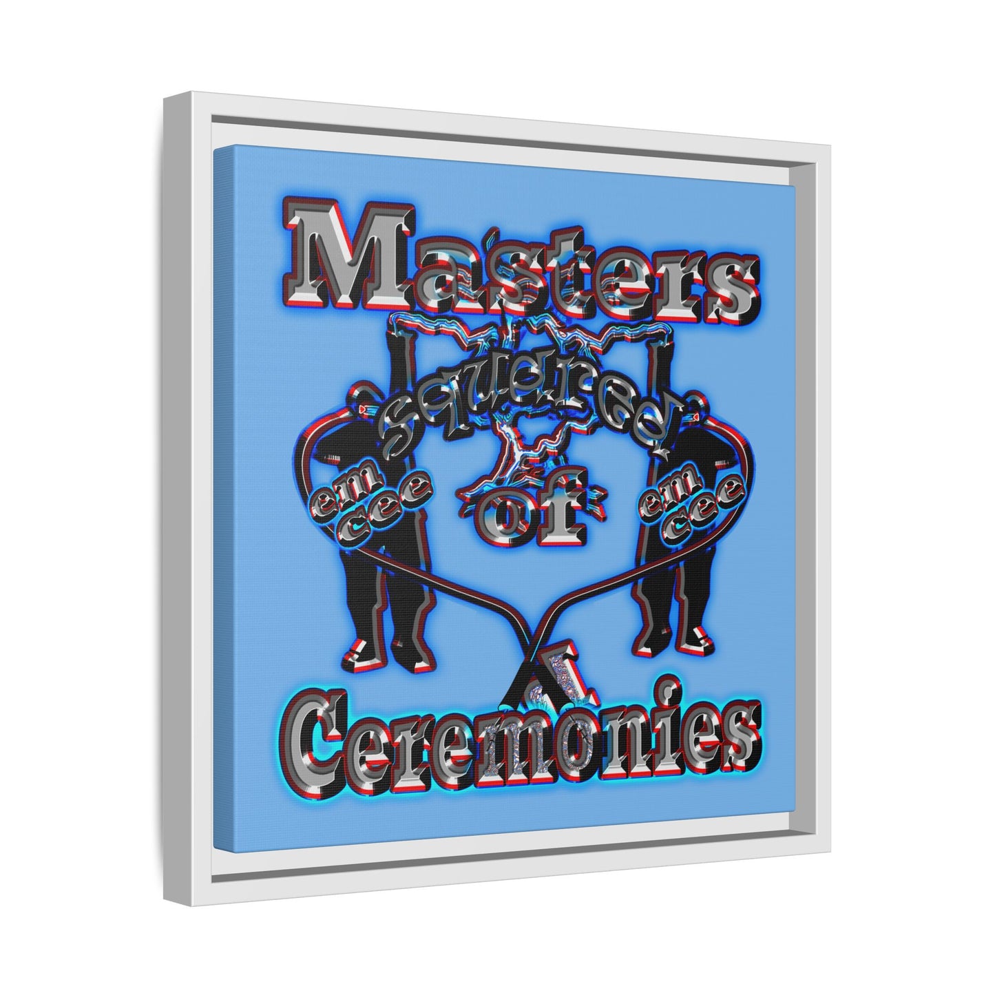 em cee squared - framed canvas art (light blue)