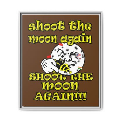 shoot the moon again - framed canvas art (brown)