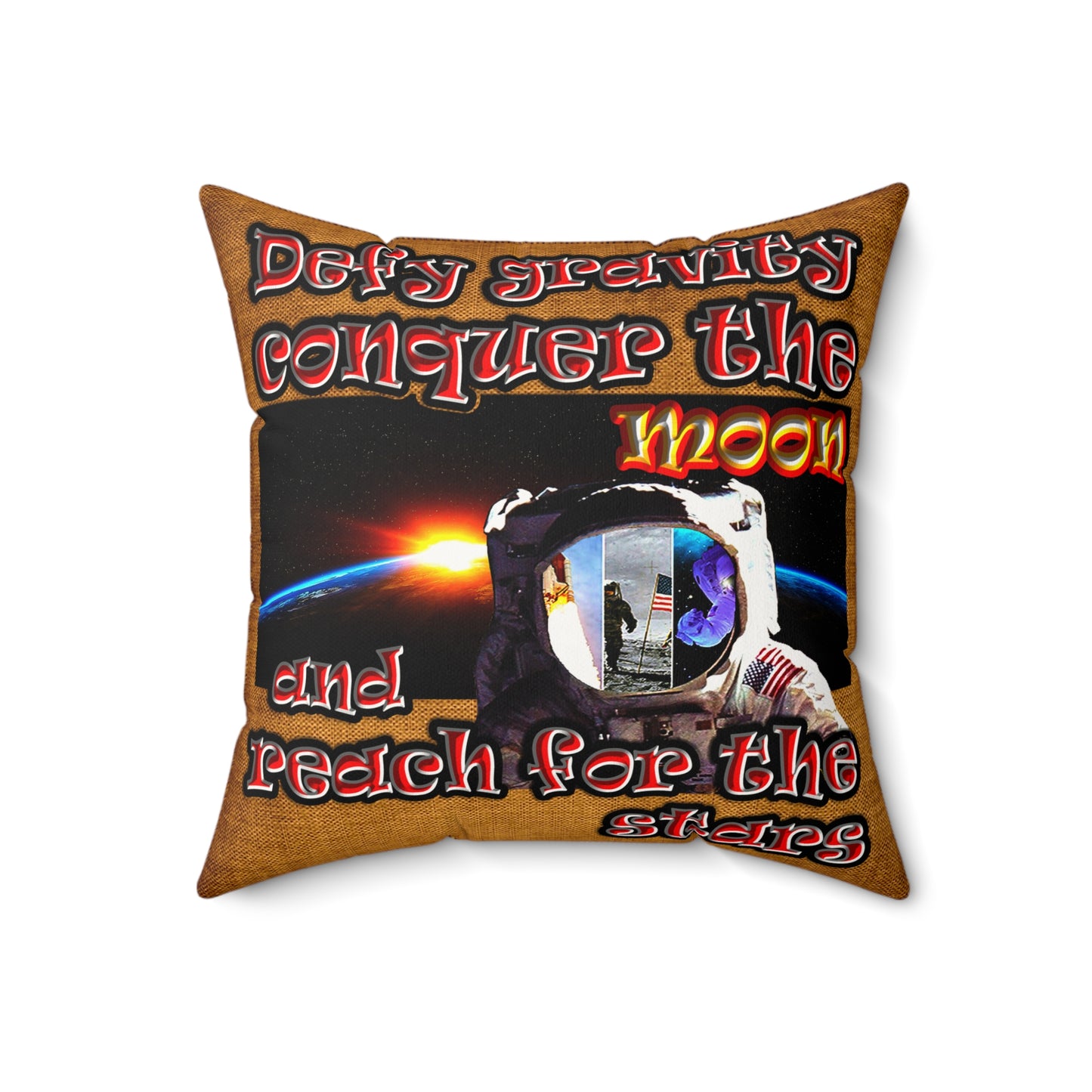 defy conquer reach - Faux Suede Square Pillow - (dichromatic brown papyrus)