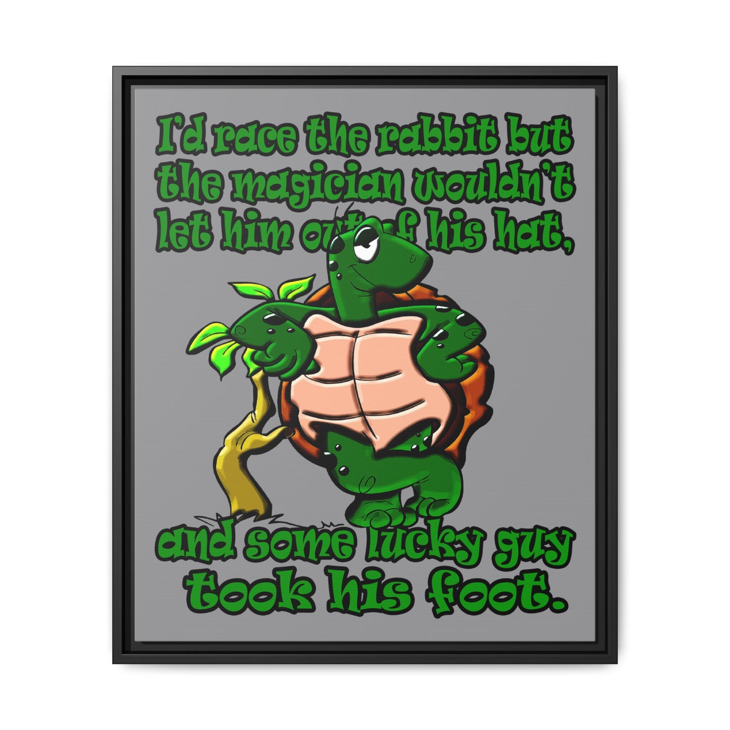 turtle race - framed canvas art (grey)