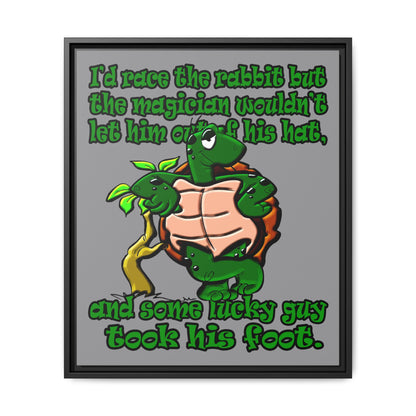 turtle race - framed canvas art (grey)