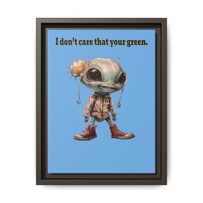 I don't care that your green - framed canvas art (light blue)