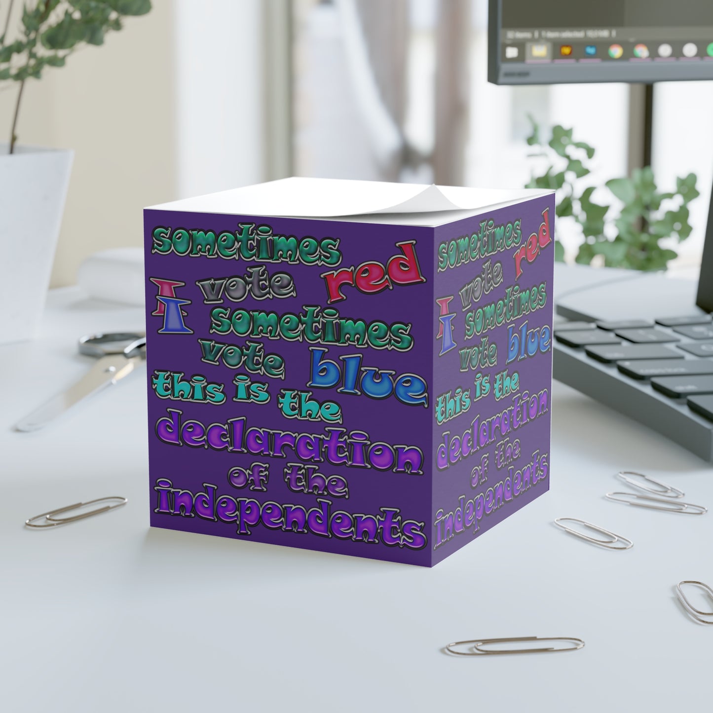 declaration of the independents - note cube (purple)