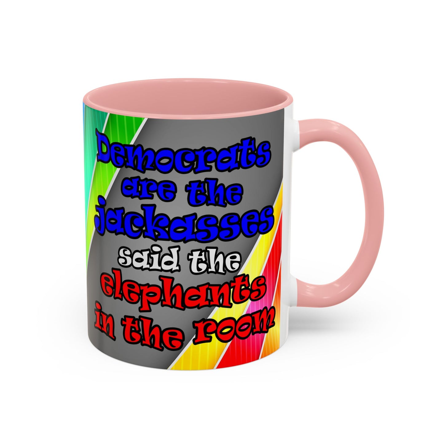 donkeys and elephants - Accent Mug (rainbow split)