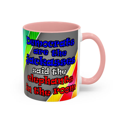 donkeys and elephants - Accent Mug (rainbow split)